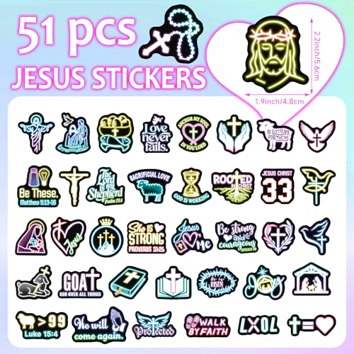 50 Pcs Neon Christ Bible Water Bottle Stickers for Kids - color: Non-luminescent-480kscp