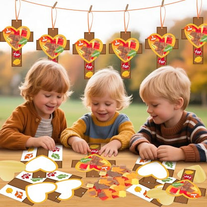 WATINC Fall Cross Suncatchers Craft - DIY Religious Thanksgiving Thankful Tissue Paper Hanging Ornament Kit, Make Your Own Creative Christian Crosses Decor Fun Activities for School Classroom (36Pcs)