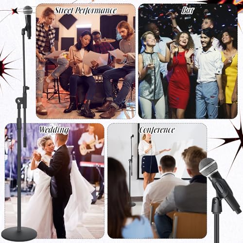 DoubleFill One Hand Microphone Stand with Weighted Heavy Round Base, 3 to 5.3 ft Height Adjustment Microphone Stands, Telescoping Mic Boom Arm, Mic Holder for Singing Concert Performances(1 Pack) - color: Boom Arm