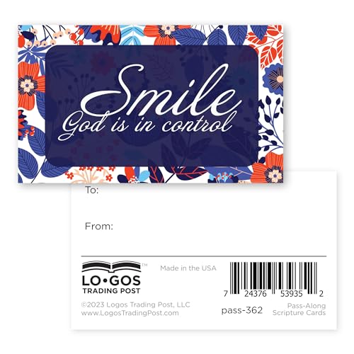 Logos Trading Post God Is In Control Pass It On Scripture Cards, Pack of 25 - color: Smile, God Is In Control