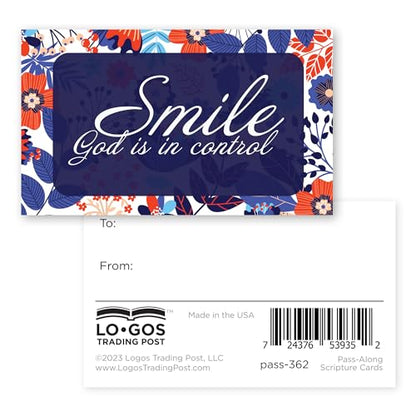 Logos Trading Post God Is In Control Pass It On Scripture Cards, Pack of 25 - color: Smile, God Is In Control