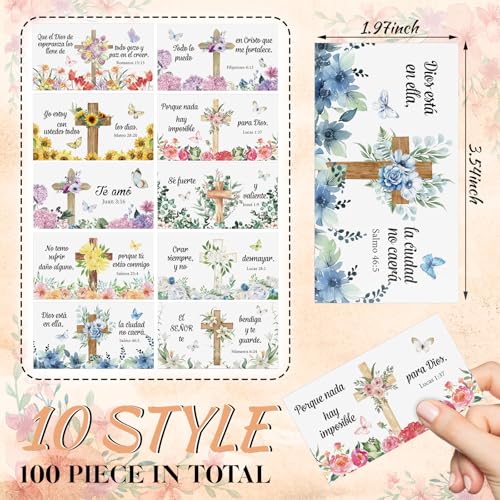 Sureio 100 Sets Spanish Christian Keychain and Cards - style: Cute Butterfly