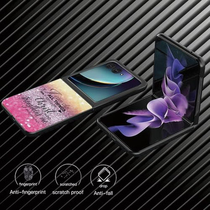 for Samsung Galaxy z flip 7 Case I can do All Thing Through Christ Pink Design,Slim Fit Lightweight Hybrid Hard PC PU Leather Folding Phone Cover for Z Flip 7 6.9" - color: I can do all thing through christ pink