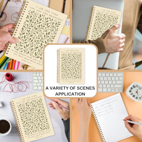 Green Christian Botanical Spiral Notebook for Women Men 5.5x8.3 Inch - color: Green Christian Plants