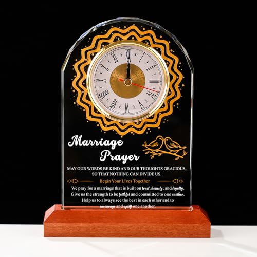 K9 Crystal Clock - Wedding Prayer Gift for Couples,6.5x8.5 Inch