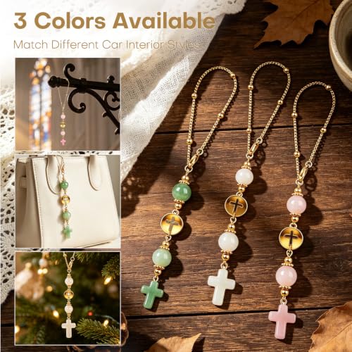 Pink Cross Car Charm for Rearview Mirror, Women - color: Pink