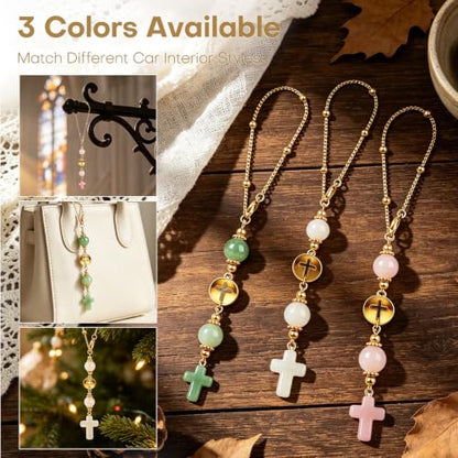 Sage Green Cross Car Charm for Rearview Mirror, Women - color: Sage Green