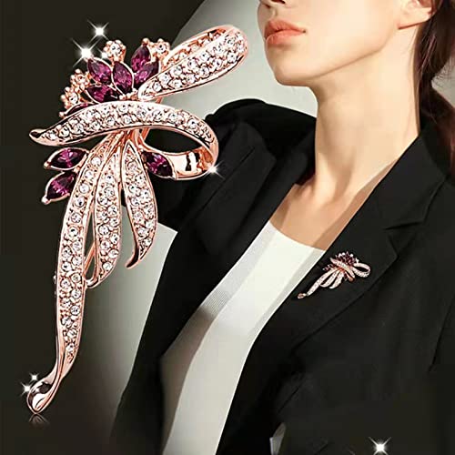 Fashion Crystal Brooch Pin 2 Pieces Fancy Vintage Rhinestones Corsage Scarf Pins Jewelry for Women Girls Clothes (Gold+Silver)