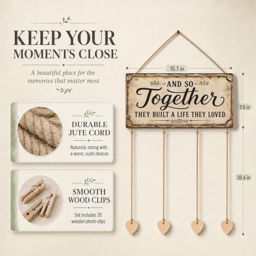 Family Picture Frames Collage Wall Decor Photo Hanging Display - color: Distressed Tan