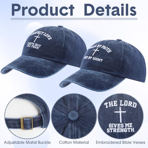 Zoooyawn 10 Pcs Jesus Christian Hats Cross Baseball Cap - color: Blue