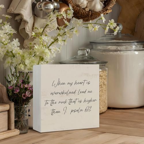 Christian Desk Decor, When My Heart Is Overwhelmed - color: When My Heart Is Overwhelmed-5x5