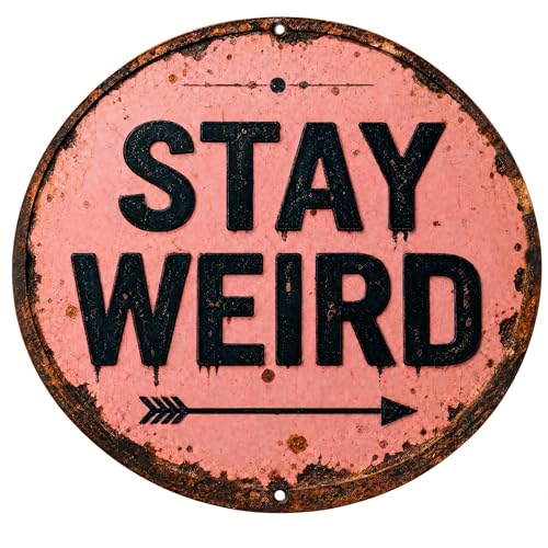 Vintage Metal Sign Stay Weird Funny Round Tin Sign - color: Stay Weird