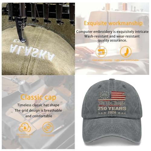 250th Anniversary 250 Years Freedoms Baseball Hat Running Embroidered Cap for - color: Pigment Gray