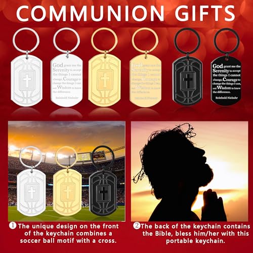 Football/Baseball/Soccer/Basketball Keychain for Men Sport Gifts for Men - color: Black, style: Basketball-serenity Prayer