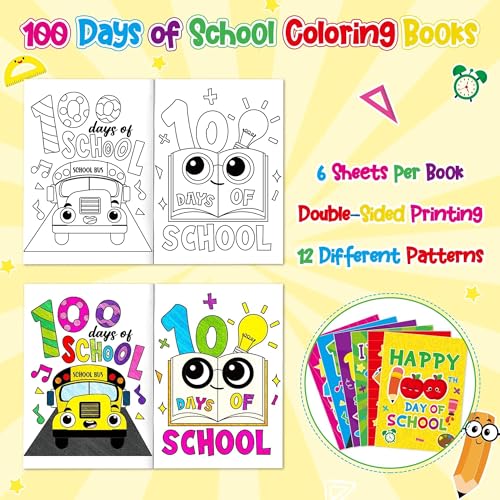 ANGOLIO Back to School Coloring Books, 24Pcs Drawing Sheets for Students - style: 100 Days of School