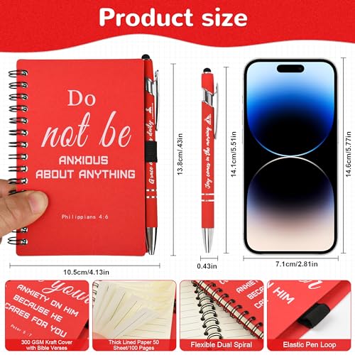 INSADA Christian Prayer Journal Spiral Red Notebooks Bulk with Pens- Small Lined Notepads (4.13”x5.43”) - Christian Gifts for women, Church Members & Bible Study Groups (30 Sets Red) - color: red