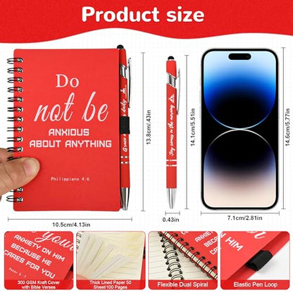 INSADA Christian Prayer Journal Spiral Red Notebooks Bulk with Pens- Small Lined Notepads (4.13”x5.43”) - Christian Gifts for women, Church Members & Bible Study Groups (30 Sets Red) - color: red