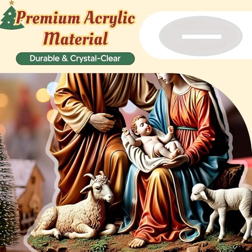 Menolana Virgin Mary and Jesus Statue 2D Acrylic Jesus Figurine Religious Holy Family Statues for Living Room Bedroom Home Tabletop Decor
