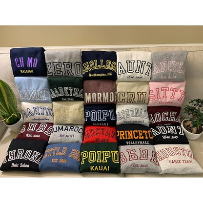 LullabyMall Custom Embroidered Hoodie Design Your Own, Personalized Hoodie For Everyone, Customize Text On Sleeve, Add Your Own Custom Text, Personalized Embroidery Motherday Gifts