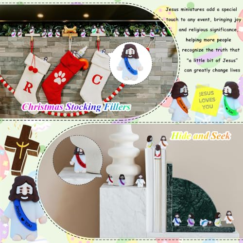200 Pack Little Jesus Figures Easter Mini Rubber Toys to Hide and Seek, Pocket Jesus Love You Miniatures Religious Party Favors Baptism Gifts Sunday School Easter Egg Stuffers - color: 10-color *200