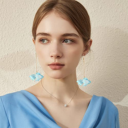 Funny Cute Long Transparent Resin Goldfish Dangle Drop Earrings Creative Chic Personalized Simulation Fish Earrings for Women Statement Jewelry Gifts - color: Blue