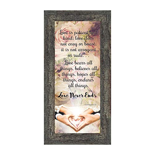 Crossroads Home Décor Love Never Ends, Christian Marriage Gift, True Love Picture Frame, 7310BW