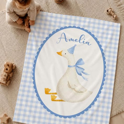 Personalized Birthday Goose Blanket, Custom Name Baby Throw Gift - color: #Ver5