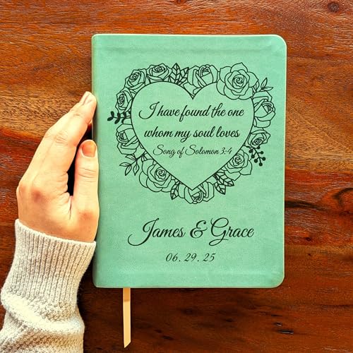Personalized NLT Journaling Bible – Sage Green LeatherLike | Filament Enabled | Custom Engraved Name | New Living Translation | 2.25” Wide Margins | Single Column Layout | Smyth-Sewn Binding (Song of Solomon)