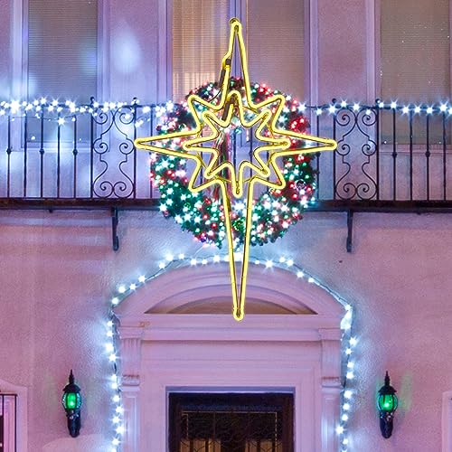 Large Star of Bethlehem Outdoor Lights, 25"x16.5", 408 Warm White LED, Christmas Decorations, Nativity Scene, Yard, Porch - size: Large 25" 408LED Warm white