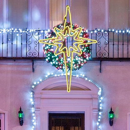 Large Star of Bethlehem Outdoor Lights, 25"x16.5", 408 Warm White LED, Christmas Decorations, Nativity Scene, Yard, Porch - size: Large 25" 408LED Warm white
