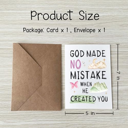 God Made No Mistake When He Created You Card Inspirational Christian Encouragement Cards Faith Affirmation Gift for Friend Bestie Prayer Partner Family Coworker Spouse - color: God Made No Mistake