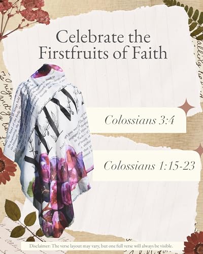 Firstfruits Prayer Shawl - 35x70 Scarf for Women with Scriptures and Grape Symbols Made