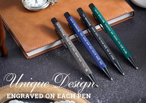 InnoBeta Christian Gifts for Men, Ballpoint Pen Set of 4, Spiritual Religious Pens with Bible Verses