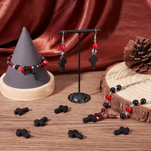 SUNNYCLUE 100Pcs Cross Charms Bulk Wood Cross Beads Black Wooden Cross Charm Bead Mini Small 15x22mm Rosary Pocket Crosses Easter Holiday Crucifix Charms for Jewelry Making Charms DIY Crafts Supplies - color: 100Pcs Black 22x15mm