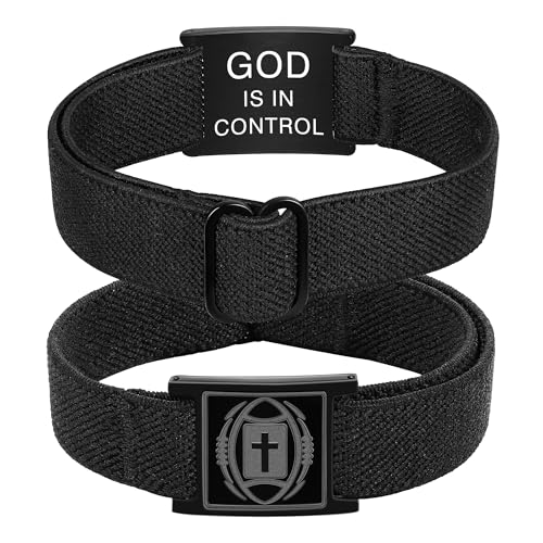Football Cross Bible Verse Adjustable Bracelet for Boys Mens, Christian Gifts for Kids Teen Boys - style: God is in control