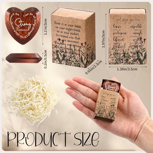 Yalikop 24 Sets Christian Gift Bulk Wooden Scripture Hearts, Dark Brown - color: Dark Brown