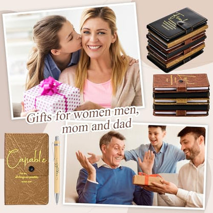 Spakon 40 Pcs Christian Gifts Bulk Prayer Journal with Pens, 3 Colors - color: Dark Brown, Lightbrown, Black