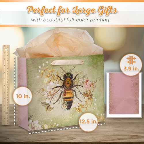 hristian Art Gifts Large Gift Bag with Card & Tissue Paper, Faith - color: Faith/Mint Green, style: Large Landscape