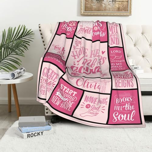 Personalized Baby Blanket with Name - Christian Gift for Plush Baptism Swaddle, Scripture Quote, Bible Verse for Newborn Girls - Birthday, Christmas, Christening, Godchild Gift - color: Design03