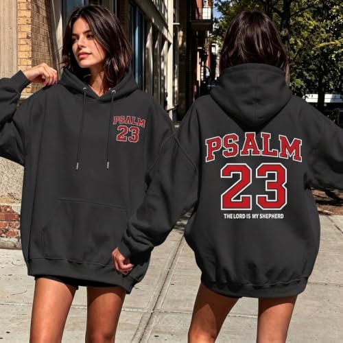 Christian Hoodies for Women Psalm 23 Sweatshirt Jesus Faith Hoodies Religious Bible Verse Graphic Hoodie Pullover - color: Deep Gray, size: Small