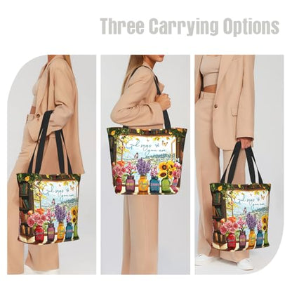 Bible Tote Bags for Women Christian Tote Bag Church Shoulder Bag Inspirational Bags With Zipper Christian Gift - color: God Says You Are