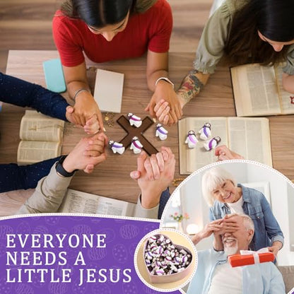 Barydat 100 Pcs Little Jesus Figures, Halloween Prank Props, Purple Series - color: Purple Series