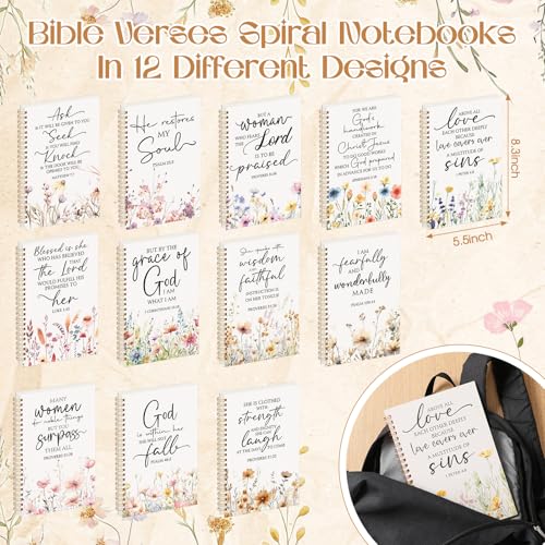 Supervitae 12 Pack Christian Journals Notebooks Gifts for Women,Flowers - style: Flowers