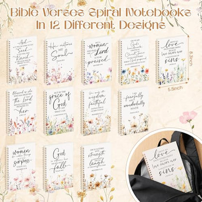 Supervitae 12 Pack Christian Journals Notebooks Gifts for Women,Flowers - style: Flowers