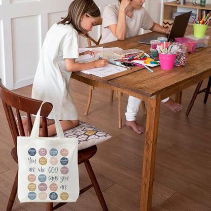 Christian Tote Bag for Women,Jesus Canvas Tote Bag,Christian Gifts for Women Faith - color: You Are Who God Say You Are