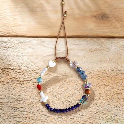 Cross Beaded Bracelet for Women – Colorful Heart Charm Bracelet, Cute Handmade Adjustable Bracelet, Meaningful Gift for Mom Daughter Sister Friend