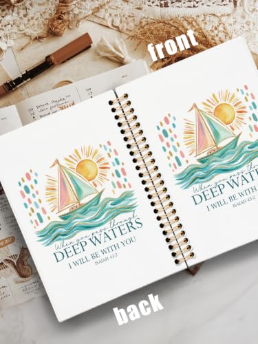 ISANOU Inspirational Christian Bible Journal Notebook for Women Teen Girls - color: isaiah 43:2 sailboat