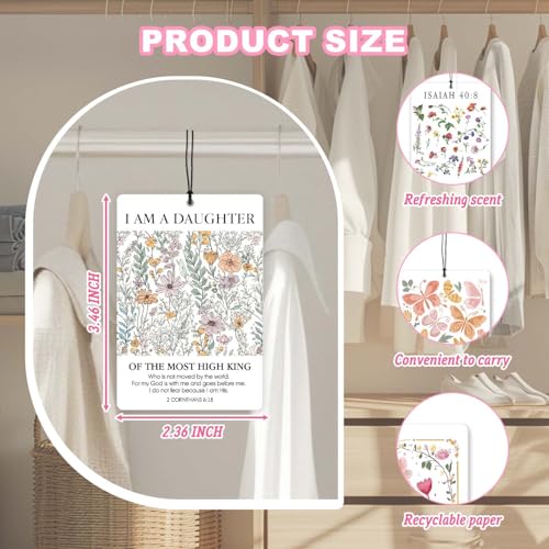 4 Pcs Christian Car Air Fresheners,Floral Butterfly Bible Verse Decor - color: flower