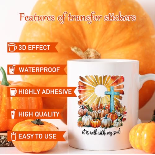 Rngmsi Fall Ghost Pumpkin UV DTF Cup Wrap, 30 Sheets UVDTF Stickers - style: Fall Ghost Pumpkin