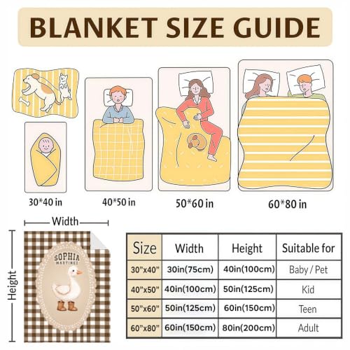 Personalized Duck Baby Blanket, Brown Gingham Nursery Throw Gift - color: #Ver4